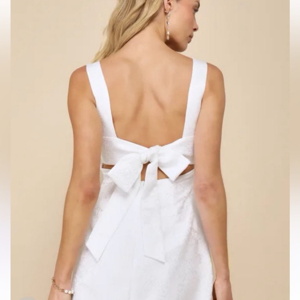 White lulus mini dress bow back